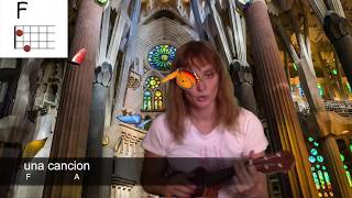 Miniatura de vídeo de "Barcelona easy ukulele chords lyrics Vicky Cristina Barcelona soundtrack Giulia Tellarini"