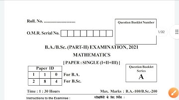 BA/BSc Part-2 Mathematics question paper 2021 | bsc mathe ansker key 2021 | mathe paper solution