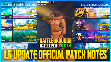 1.6 UPDATE OFFICIAL PATCH NOTES | 1.6 UPDATE CONFIRMED RELEASE DATE BGMI - Khunkhaar Gaming