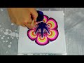 Easy Flower Painting with Paper Napkin: Reverse Flower Dip Acrylic Pouring Technique