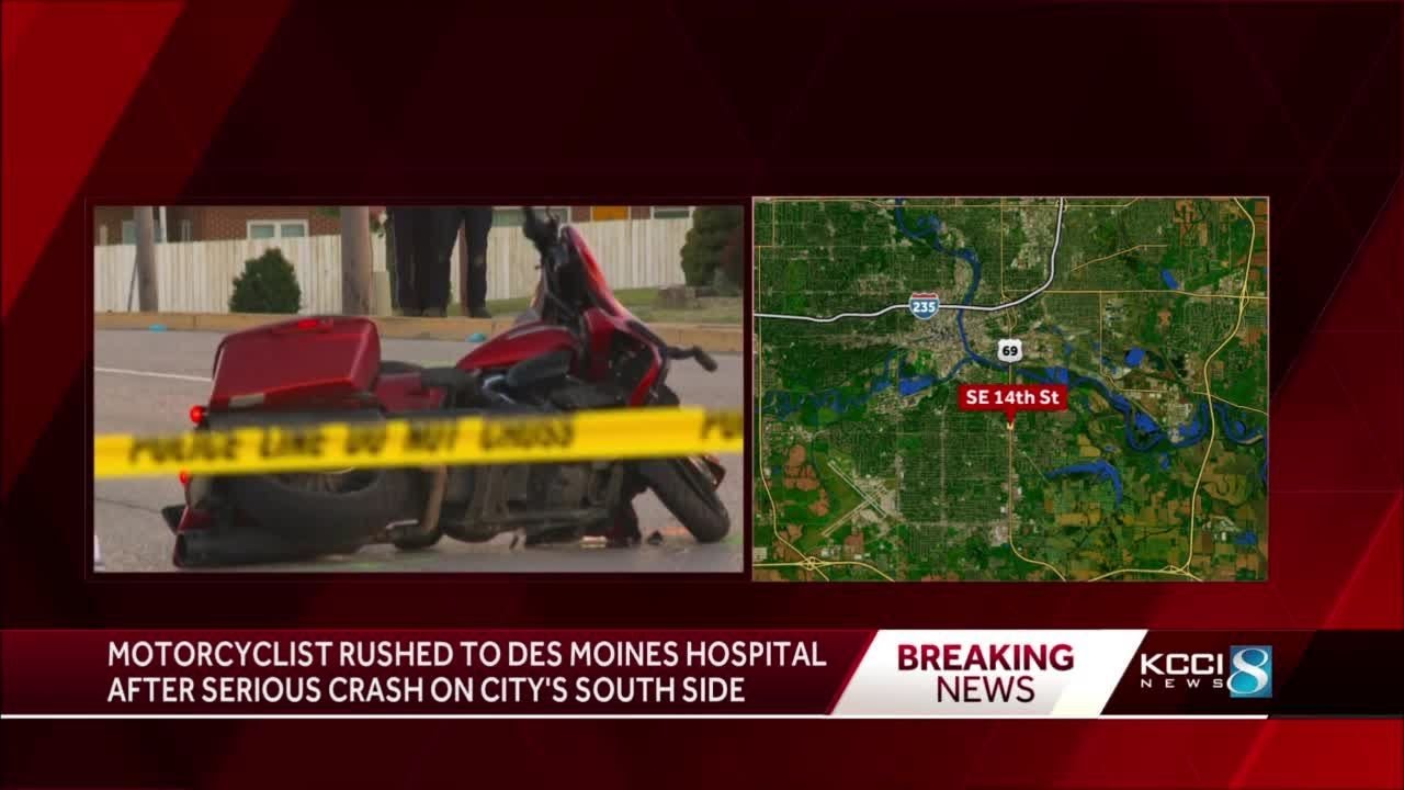 Motorcyclist rushed to Des Moines hospital after serious crash on city ...
