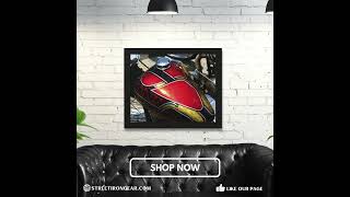 Bold Retro Chopper Tank Art – Vintage Motorcycle Print for Garage &amp; Man Cave Decor