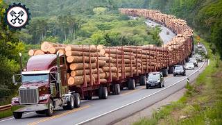 30 Extreme Dangerous Big Logging Wood Truck Driving Skill | Fastest Chainsaw Heavy Machinery Machine