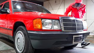Beautiful RED is back! / 35 Year ago OLD MERCEDES W201-190E FULL DETAIL - Wash, Polish & Coating