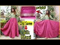 Old saree into maxi  silk maxi stitching in very easy method  how to stitch silk maxi  silkmaxi