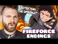 First Time Reacting to "FIRE FORCE Endings (1-4)" | New Anime Fan!