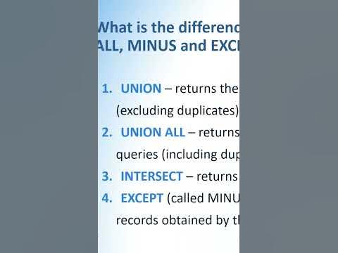 difference between union,union all,intersect & minus operators in SQL # ...