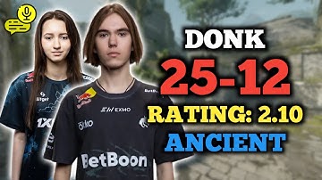 DONK (25-12) RT: 2.10 | W/SUNS1DE | EU FACEIT (ANCIENT) +VOICE | ELO 4490 | CS2 POV