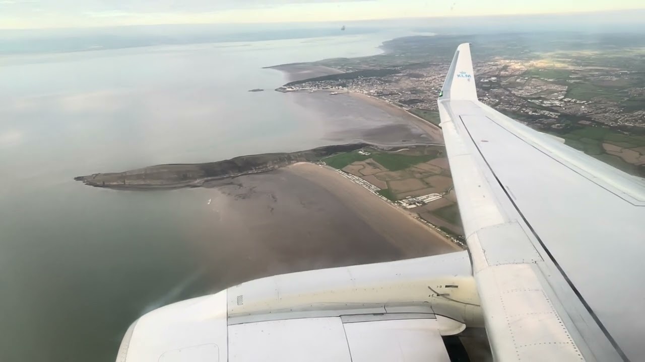 Enjoy the UK landscape on an extended approach into Cardiff, UK