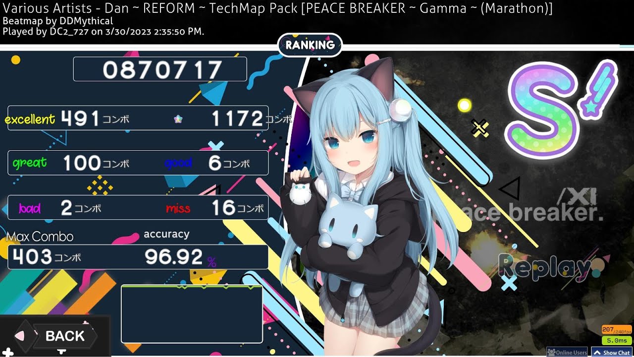 PEACE BREAKER 1.1 (Gamma Tech) 96.92% [osu! mania] - YouTube
