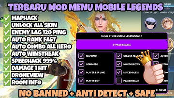 SAFEST BEST CHEAT ML 2025 TERBARU ANTI BANNED - MOD MENU MAPHACK MOBILE LEGENDS UNLOCK ALL SKIN FREE