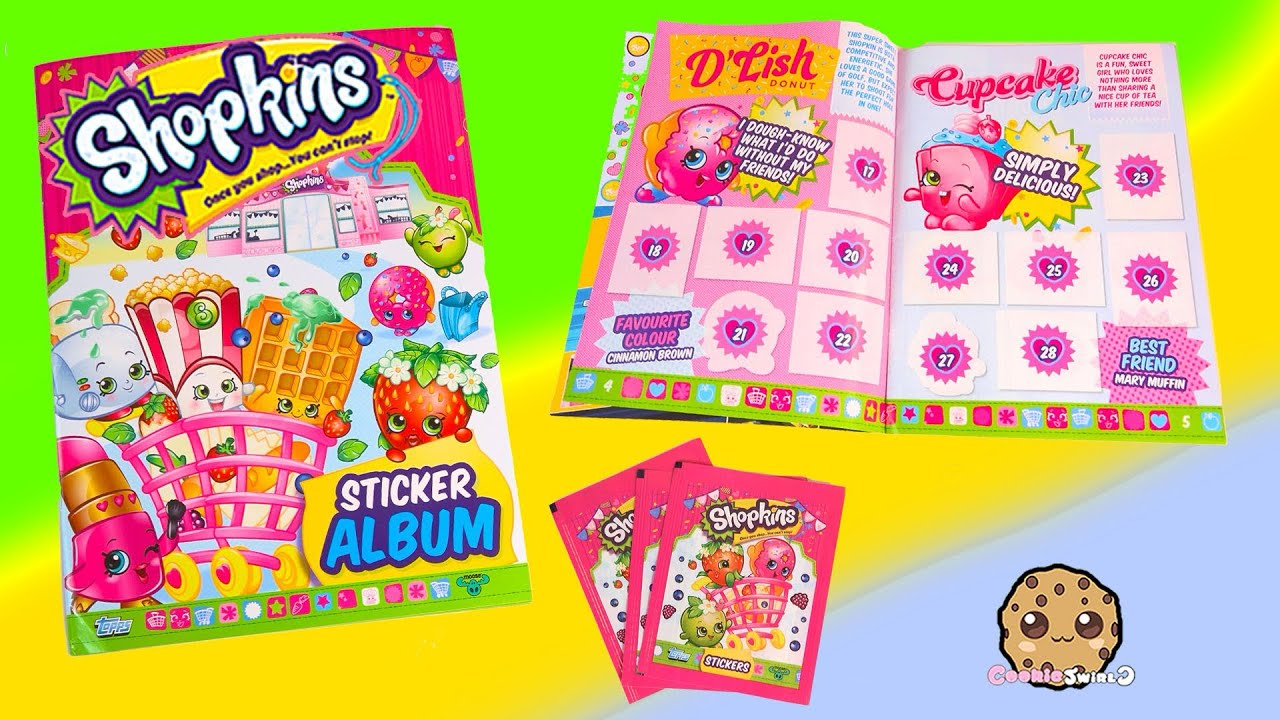 3 Shopkins Season 1 & 2 STICKERS Blind Bag PACKS + Album Unboxing Video Cookieswirlc