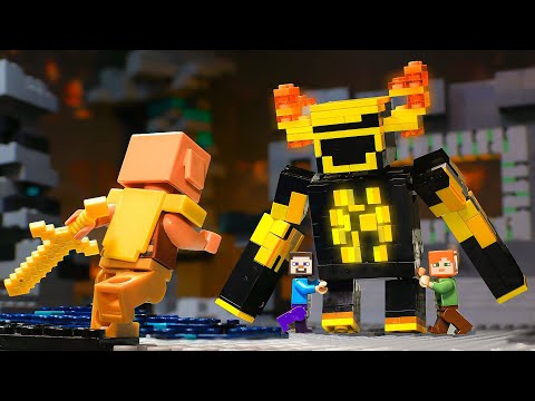 Friendly Warden  An Epic Fight In The Deep Dark - LEGO Minecraft Animation  