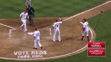 PIT@CIN: Duvall smashes three-run shot to left-center