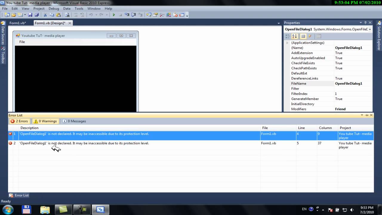 Windows Media Player in Visual Basic 2010 by slaki - YouTube