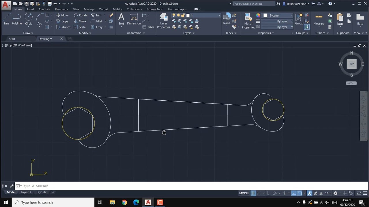 Hướng Dẫn Vẽ Cờ Lê Autocad 2D - Youtube