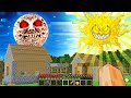 LUNAR MOON vs SCARY SUN battle in Minecraft Village !!! Day vs Night challenge !!!