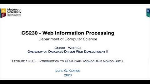 CS230 L16.03 Introduction to CRUD with MongoDB