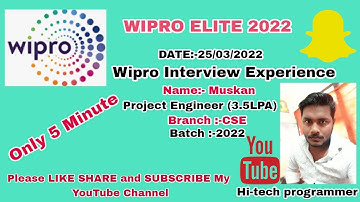 WIPRO ELITE 2022 |Wipro CSE Interview Experience | MUSKAN |Interview Preparation |coding|2022| WIPRO