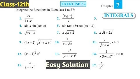 Class 12th Exercise 7.2 chapter-7 (Integration)  Substitution Method