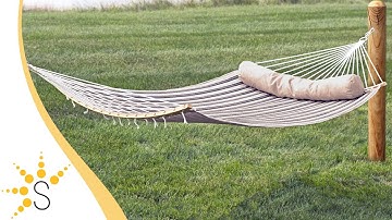 Sunnydaze Quilted Hammock with Curved Bamboo Spreader Bar and Pillow - LY-4271