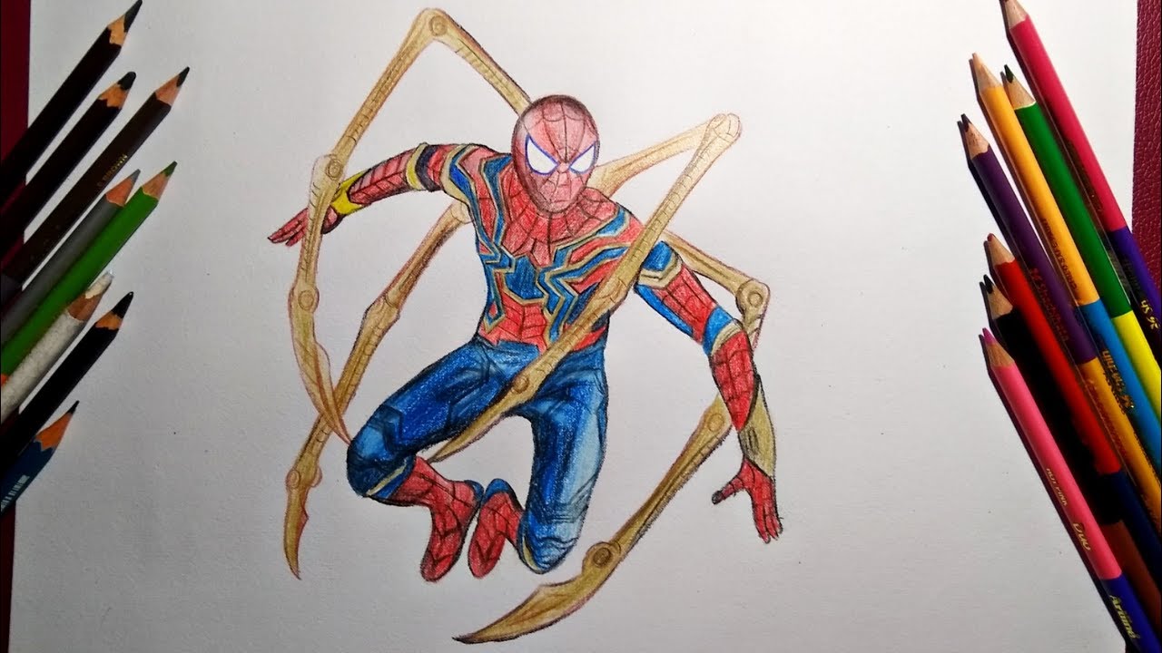 how to draw iron spider full body| how to draw iron spider step by step