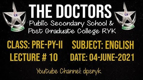 Class Pre-Py-2 English Lecture # 10 [04-June-2021] dpsryk