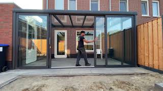 Aluminium Terrasoverkapping - Schuifpui 2 vaste delen 2 schuifdelen | EMBA VERANDA