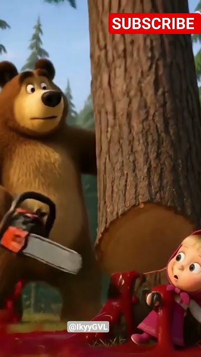 😱Masha and the Bear were cutting down a tree and suddenly😱😱 #masha #bear #shots