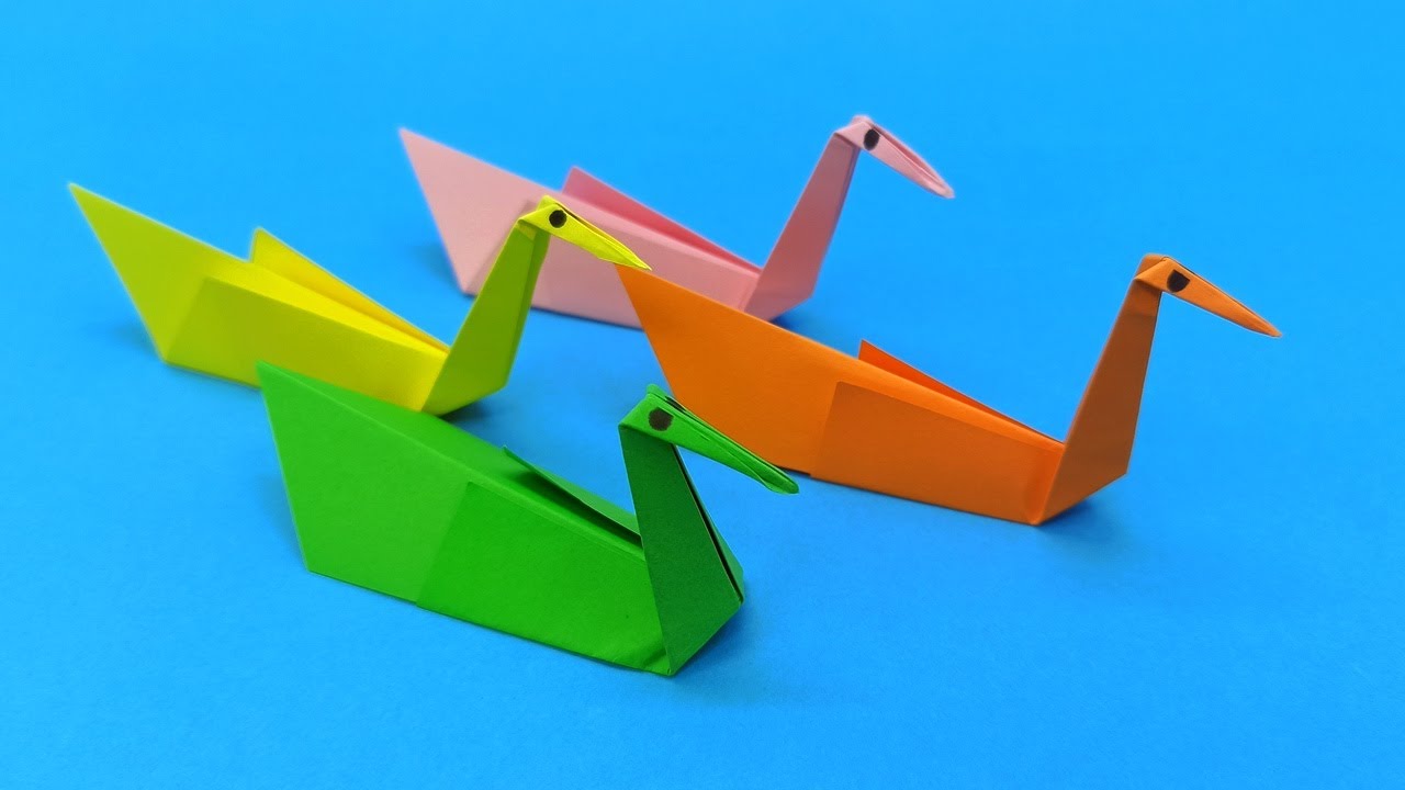 Origami 3d Swan EASY Easy Tutorial sticky notes Swan bird How to