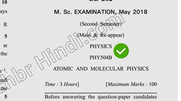 May 2018 Dcrust MSc Physics 2nd Sem Atomic & Molecular Physics Question Paper