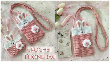 #70 Crochet Phone Bag | Móc Túi Đựng Điện Thoại Hình Thỏ Ngọc Đáng Yêu | Dương Liễu Handmade