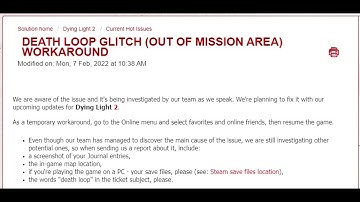 Dying Light 2 Deathloop bug | Only allowed one save file why?
