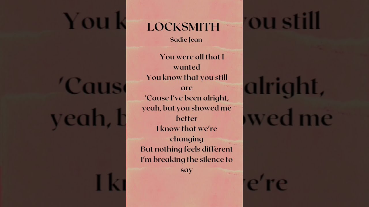 Sadie Jean Locksmith Short Lyrics Video Shortvideo Song Sadiejean