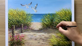 Daily Art #002 / Acrylic / Paint Sand Dunes on The Beach in Acrylic