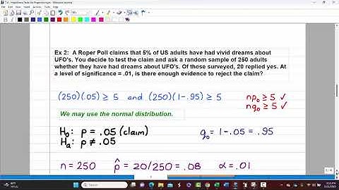 MATH 1342 - Hypothesis Testing for Population Proportions (7.4)