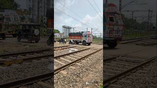 Indian Truck Passing Rail Gate Level Crossing #shorts