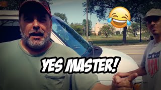 Guy Loses Bet, Has to BOW DOWN and Say Yes Master on Demand: LOL EPIC!!