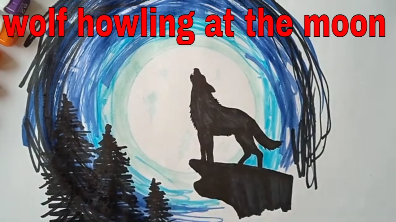 wolf howling at the moon drawings