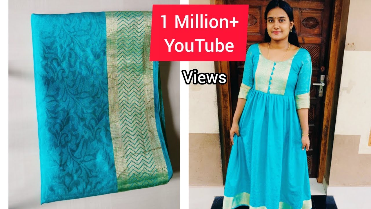 Convert Old Saree Into Designer Gown | Full Length Anarkali Gown | How To  Make Anarkali Gown - YouTube