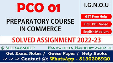 IGNOU PCO 01 SOLVED ASSIGNMENT for 2022-23 | IGNOU  Handwritten Assignment 2022-23 | @7838475019