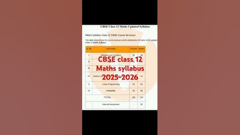 CBSE class 12 maths syllabus 2025-2026#syllabus #maths#exams #cbse