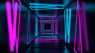4K Screensaver Neon Triangle Tunnel in Cyan and Pink with Strobe Effect (No Sound)