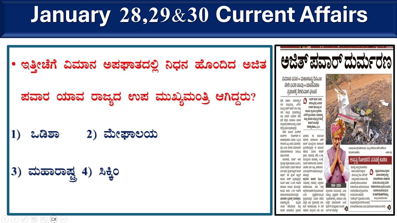 January 28,29&30  current affairs |current affairs in kannada affairs|prajavani| Hindu analysis