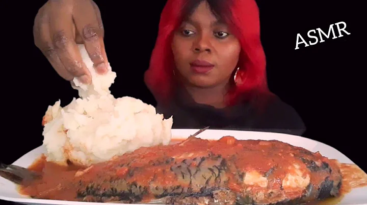 ASMR: TILAPIA FISH PEPPER SOUP WITH POUNDED YAM | AFRICA FOOD MUKBANG | NO TALKING