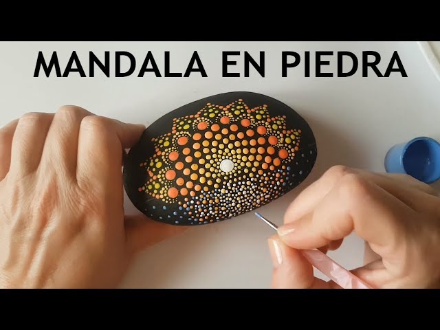 Como pintar mandalas en piedras 3 - Mandala verano soleado