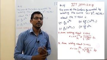 IIT JAM 2019 Q.10 Area of rotating curve | Area of rotating  curve about x axis  and y axis