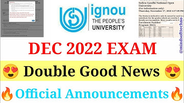 Breaking News 🔥 Ignou Dec 2022 Exam Double Good News For Students 😍 Ignou Exam Form & Result Update🔥