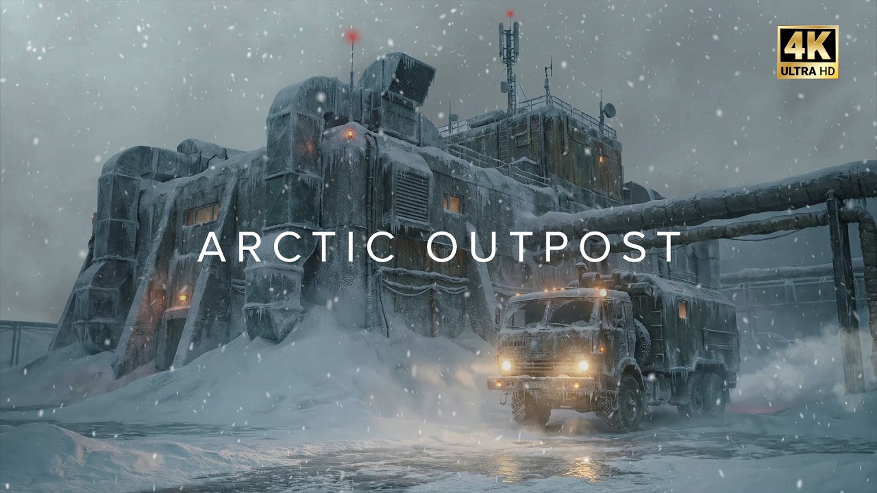 Frozen Arctic Outpost in Snowstorm | Dark Ambient Focus & Isolation Atmosphere