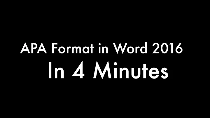 APA v6 Format in Word - in 4 Minutes V2